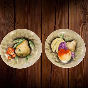 Vintage Enesco Fruit Plates Wall Set of 2